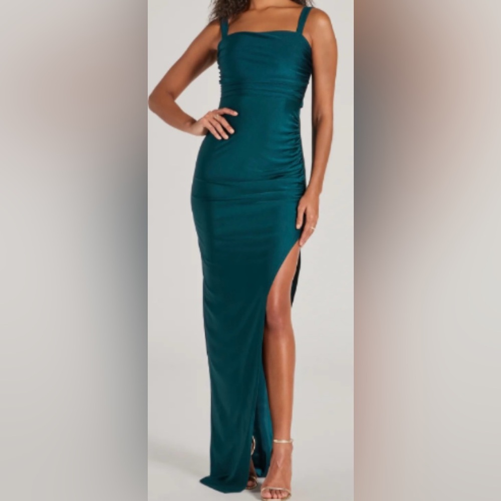 NWT Chic Teal Sleeveless Dress with Slit